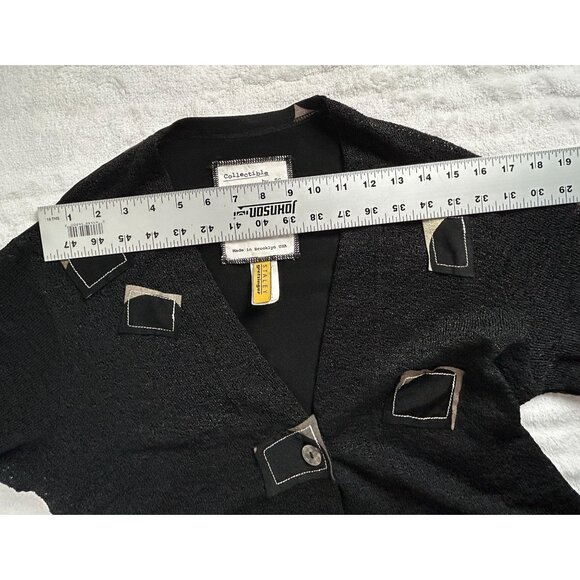 Staley Gretzinger Women's Small Black Art to Wear Asymmetric Cardigan Patchwork - Picture 6 of 10